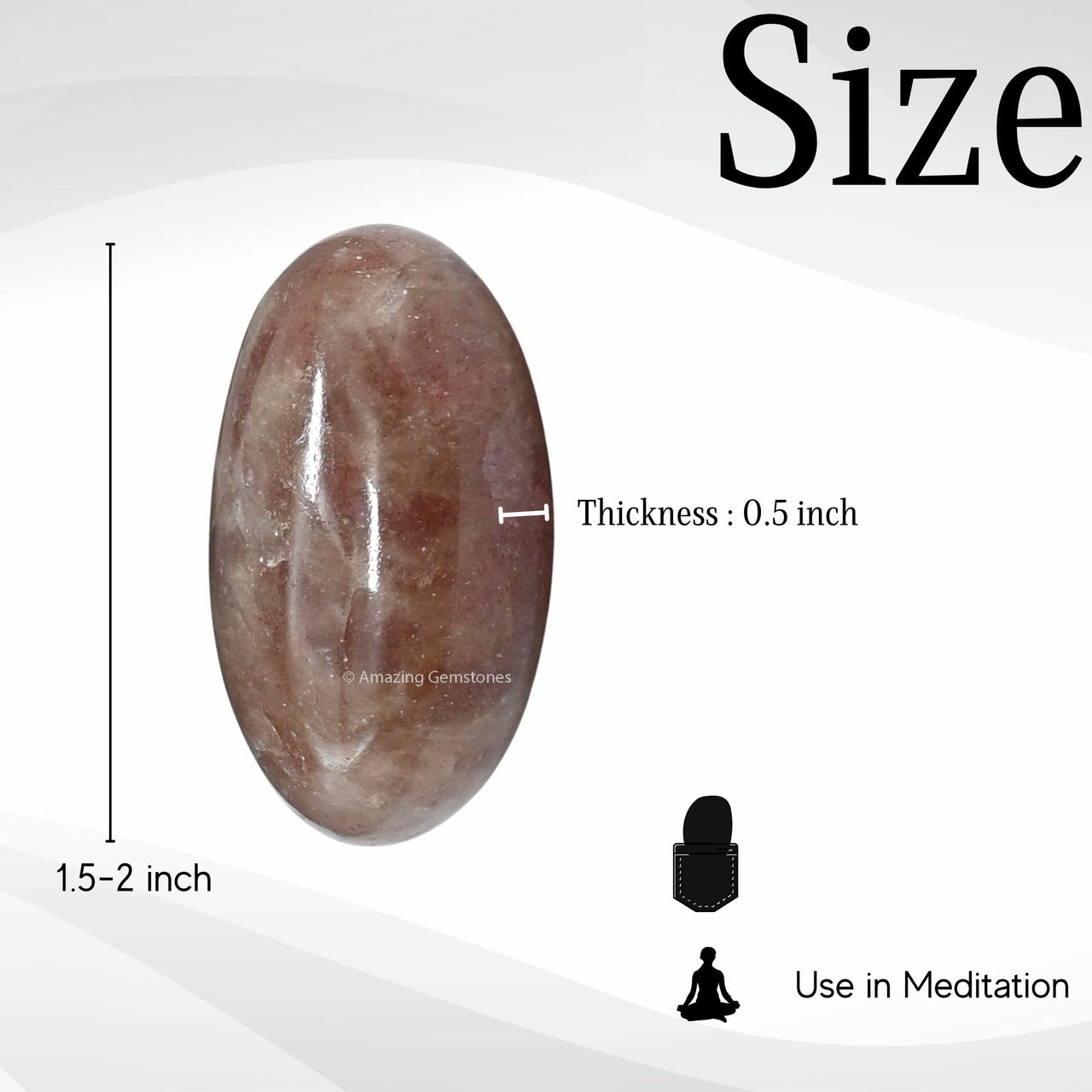 Strawberry Quartz Palm Stone - Hot Massage Worry Stone for Natural Body Chakra Balancing, Reiki Healing and Crystal Grid Strawberry Quartz