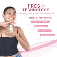 Sotrue Fresh+ Underarm Roll On Deodorant for Women, 5% AHA & Vitamin C, Controls Odour & Brightens Skin, Alcohol-Free, 40ml