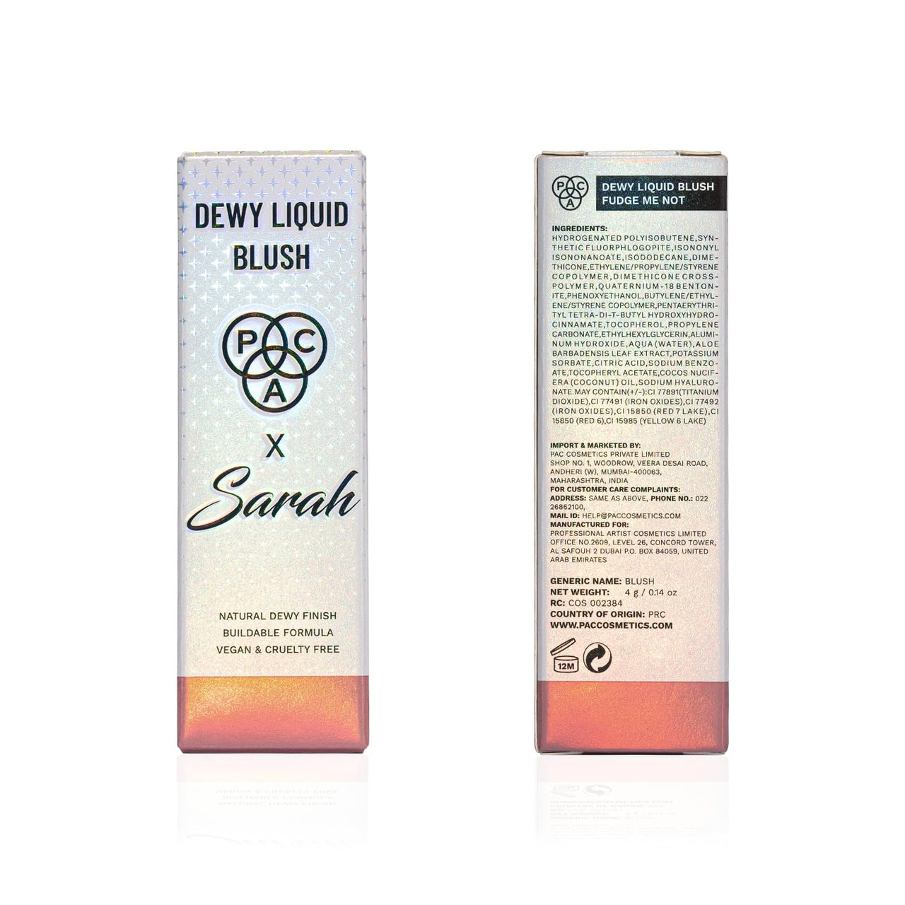 PAC X Sarah Dewy Liquid Blush (Fudge Me Not) for Face Makeup | Long-Lasting & Lightweight Liquid for Dewy Glow | Blendable & Buildable Coverage | Cruelty-Free & Vegan | Dermatologist-Tested Formula