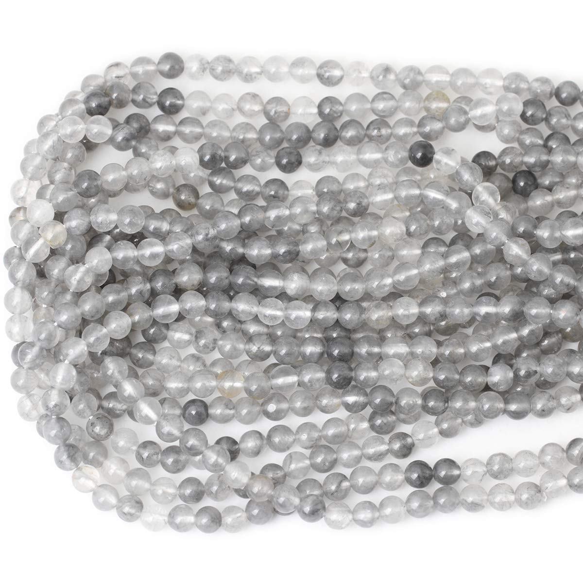 CHEAVIAN 60PCS 6mm Natural Cloud Crystal Gemstone Round Loose Beads Crystal Energy Stone Healing Power for Jewelry Making 1 Strand 15"