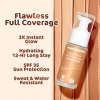 Mamaearth Hydra-Glow Full Coverage Dewy Finish Liquid Foundation With Vitamin C & Turmeric- 30 Ml|Full Coverage|Gives 3X Instant Glow|12-Hour Long Stay & Hydration|Spf 35|Non-Drying (04 Sun Glow)