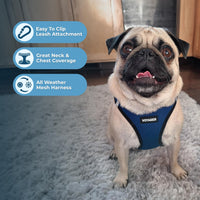Voyager Step-in Air Dog Harness - All Weather Mesh Step in Vest Harness for Small and Medium Dogs and Cats by Best Pet Supplies - Harness (Blue/Black Trim), S (Chest: 14.5-16