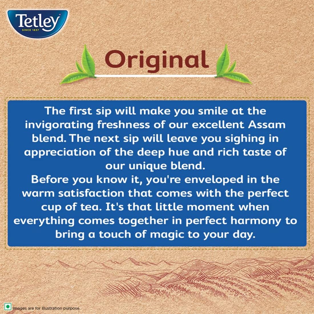 Tetley Original 100 Tea Bags, Rich Taste of Assam Tea, 1.7g Each