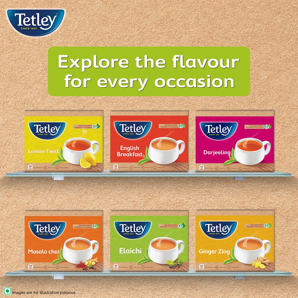 Tetley | Elaichi Flavoured Chai | Black Tea | 50 Tea Bags, 100 Grams (Pack of 2)