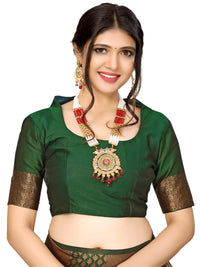 Satrani Women's Jacquard Poly Silk Saree With Unstitched Blouse Piece