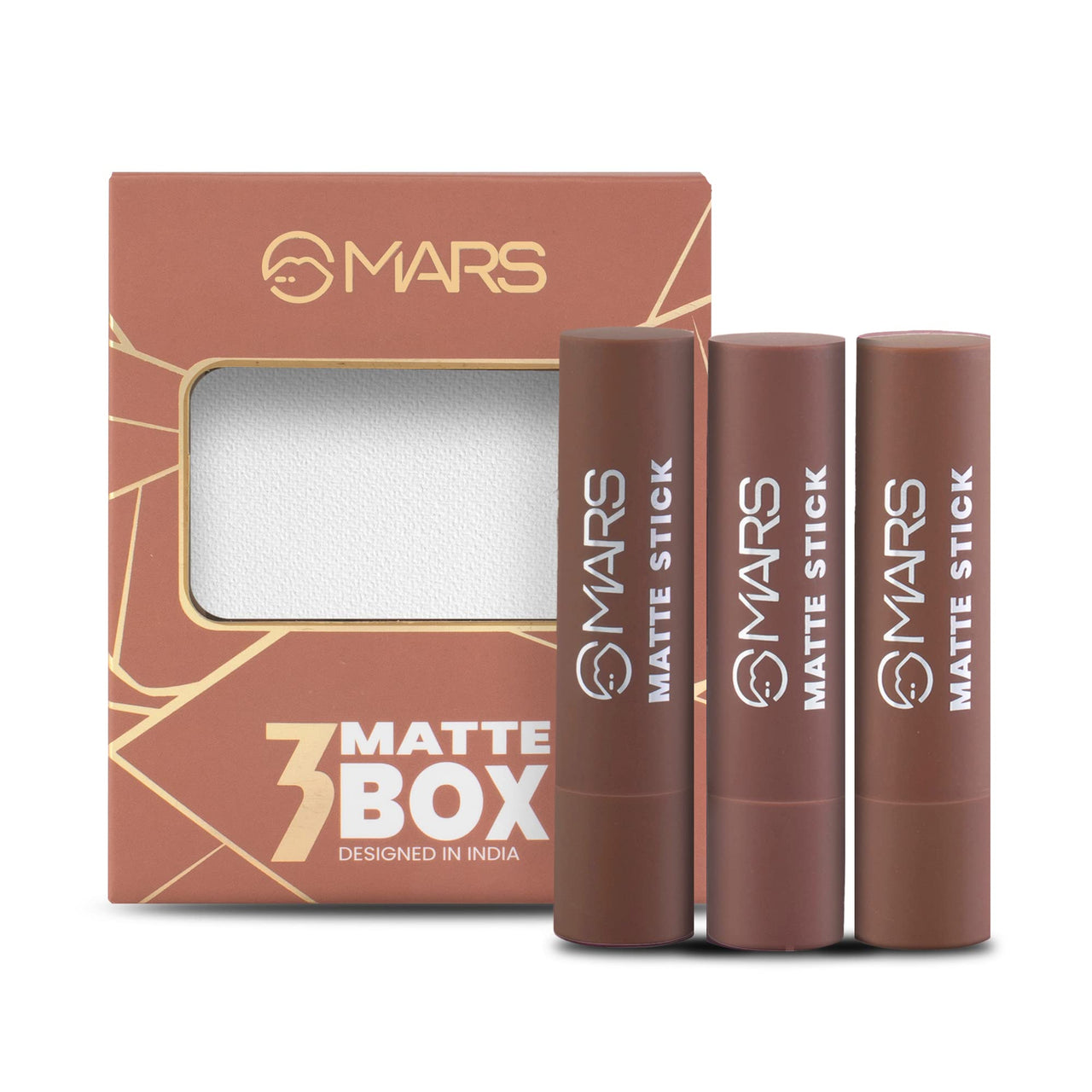 MARS Matte Box Set of 3 Lipsticks for Women (3x3.2 gm) (04-Brown) Matte Lip Liner | One Swipe Smooth Application | Long Lasting Lip Pencil (1.4gm) (15-MUDDY BRICK)