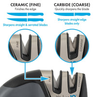 KitchenIQ 51420 | Edge Grip 2-Stage Knife Sharpener | Black  3 Pack | Coarse & Fine Sharpeners | Compact for Easy Storage | Stable Non-Slip Base | Soft Grip Rubber Handle | Straight & Serrated Knives