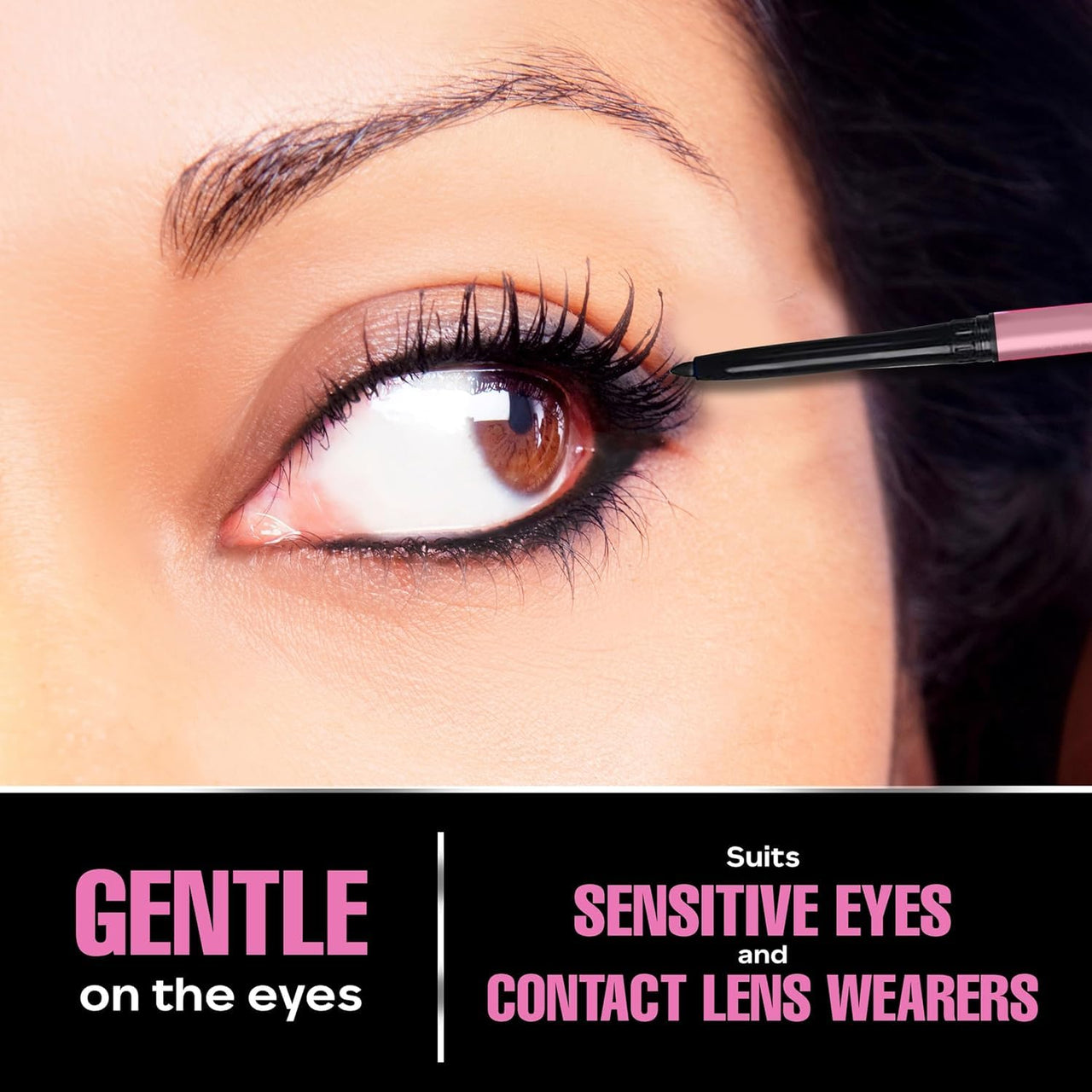 FACESCANADA Fresh Eyes Kajal Stick, 0.35G | With Rose Extracts | 24Hr Waterproof | Suits Sensitive Eyes | Intense Black Matte Finish | Refreshes Tired Eyes | Gentle | Smudgeproof | Vegan