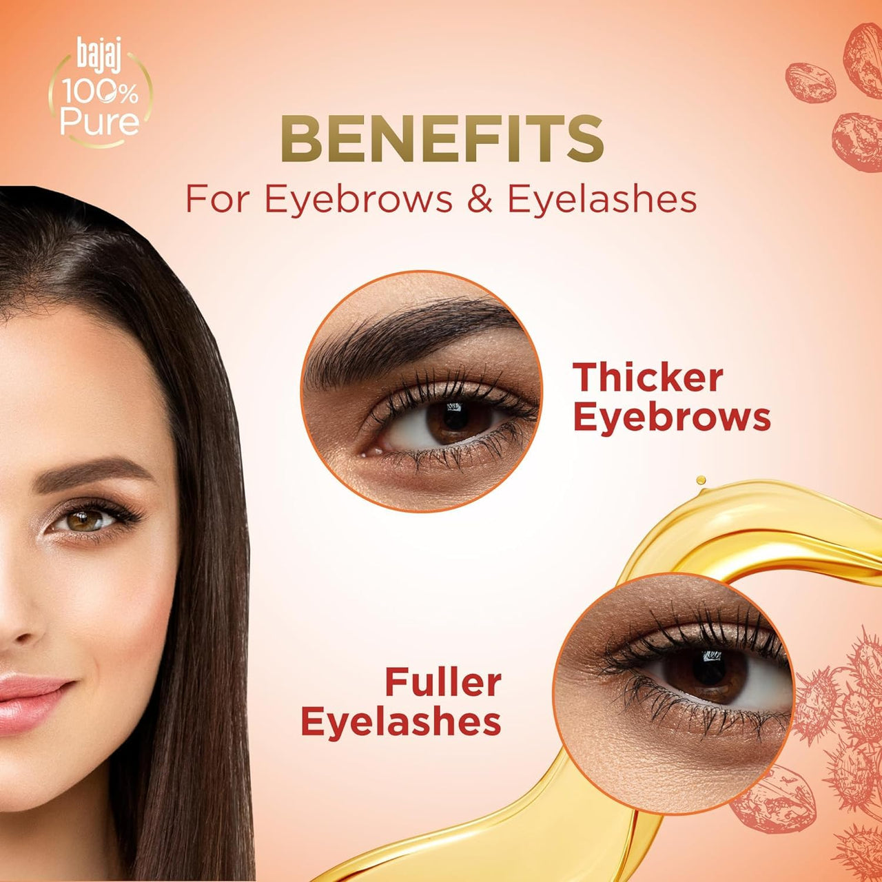 Bajaj 100% Pure Castor Oil 200ml, Pure Hair Oil, Natural Cold-Pressed Castor Oil, No Silicones, Paraben Free, Lead Free