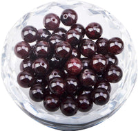 100Pcs Natural Crystal Beads Stone Gemstone Round Loose Energy Healing Beads with Free Crystal Stretch Cord for Jewelry Making (Garnet, 8MM) Garnet