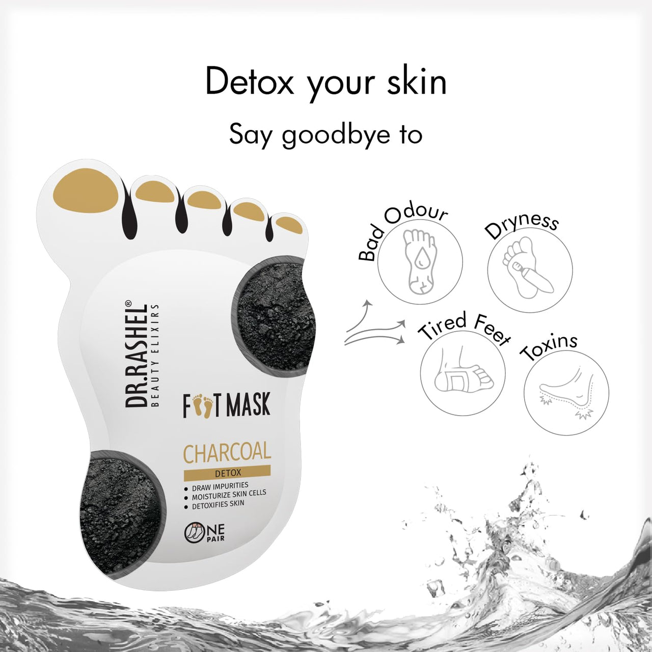 Dr.Rashel Charcoal Peeling Mask for Cracked Feet | Dead Skin Remover | Heel Peel Pedicure | At Home Foot Care | Lavender | Exfoliant Foot Crack Mask with Moisturising Agents