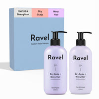 Ravel Customized Hair Fall Control & Strengthen Regimen for Dry Scalp + Wavy Hair, Tailored for Dry/Normal/Oily Hair, 2-Product Kit - Shampoo +Conditioner, Damage repair, Hairfall & Frizz - 100ml X 2