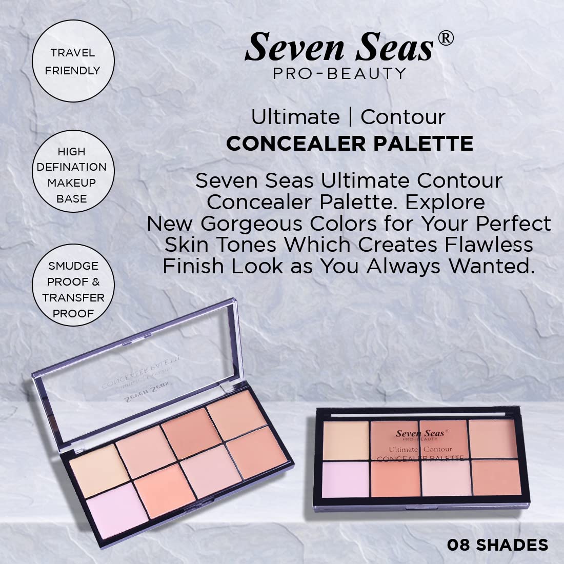 Seven Seas Light weight, Makeup Fixer, | Contour Concealer Palette with | Full Coverage | face makeup (Combo set) (Skin)