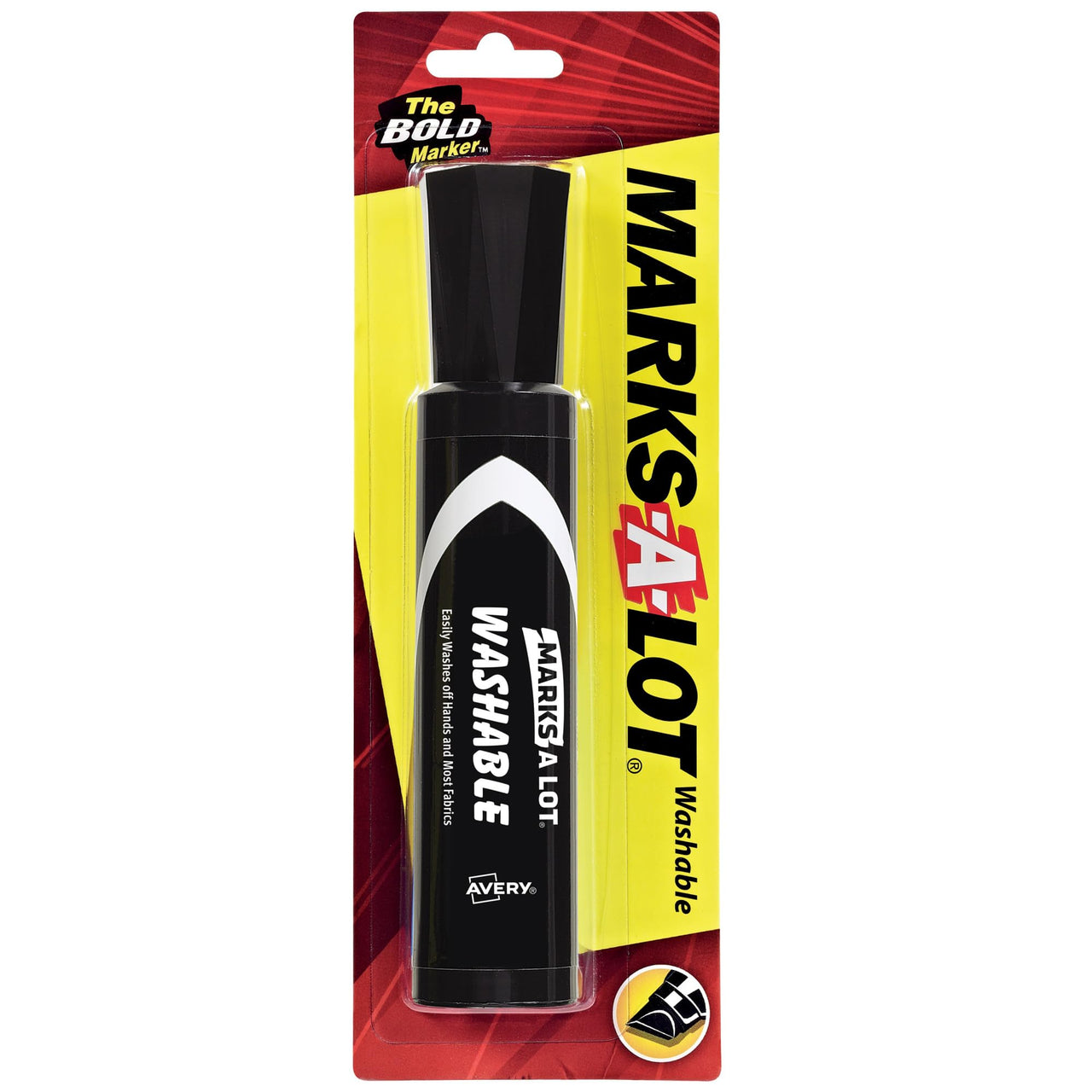 AVERY Marks A Lot Jumbo Washable Marker, Chisel Tip, 1 Black Marker, Great for Large Signs and Posters (24158) 1 Pack