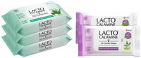 Lacto Calamine Daily Face Cleansing Wipes with Aloe Vera, Cucumber & Vitamin E, White, Pack of 3, 75 Count & Calamine Oil Control Face Wipes, White, 60 Count, Pack of 2