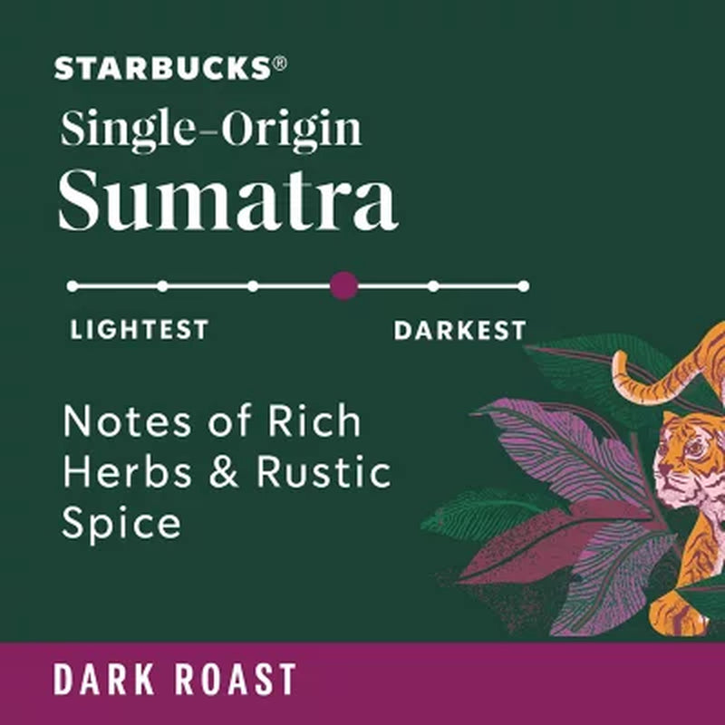 Starbucks Dark Roast K-Cup Coffee Pods, Single-Origin Sumatra, 72 Ct.