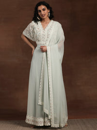 Libas Art Green Embroidered Georgette 3 Piece Co-Ords