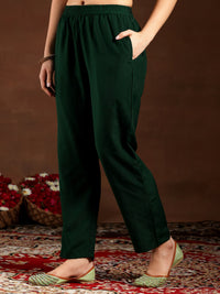 Green Embroidered Silk Blend Straight Suit with Dupatta