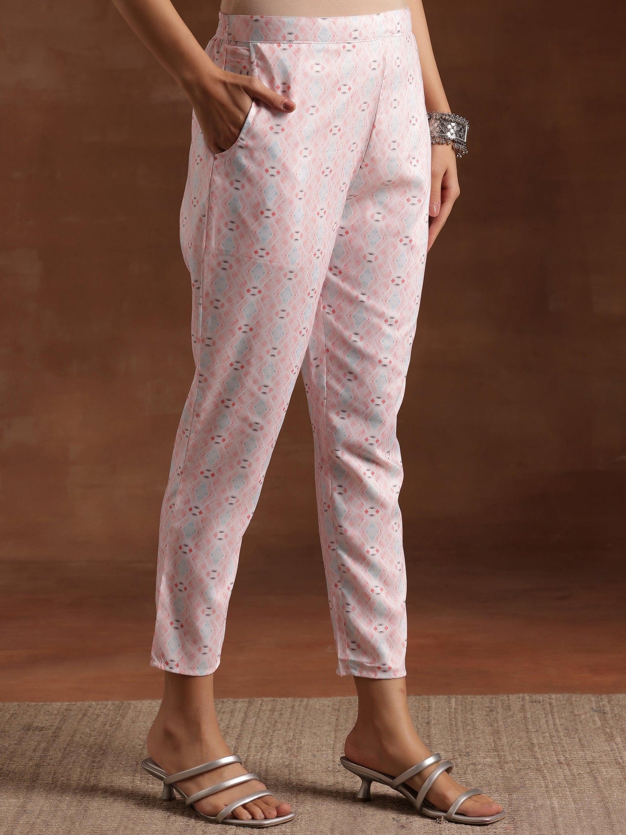 Peach Embroidered Cotton Blend Straight Suit with Dupatta