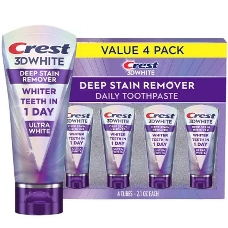 Crest 3Dwhite Brilliance Deep Stain Remover Toothpaste, 2.1 Oz., 4 Pk.