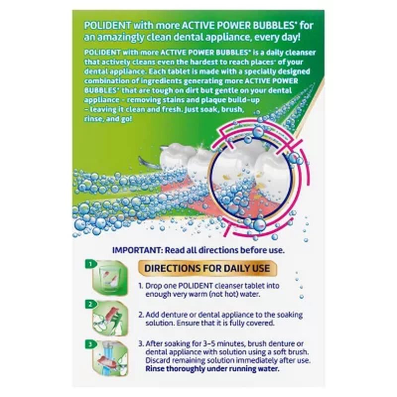 Polident Rapid Clean Dental Cleanser Tablets, 102 Ct., 2 Pk.