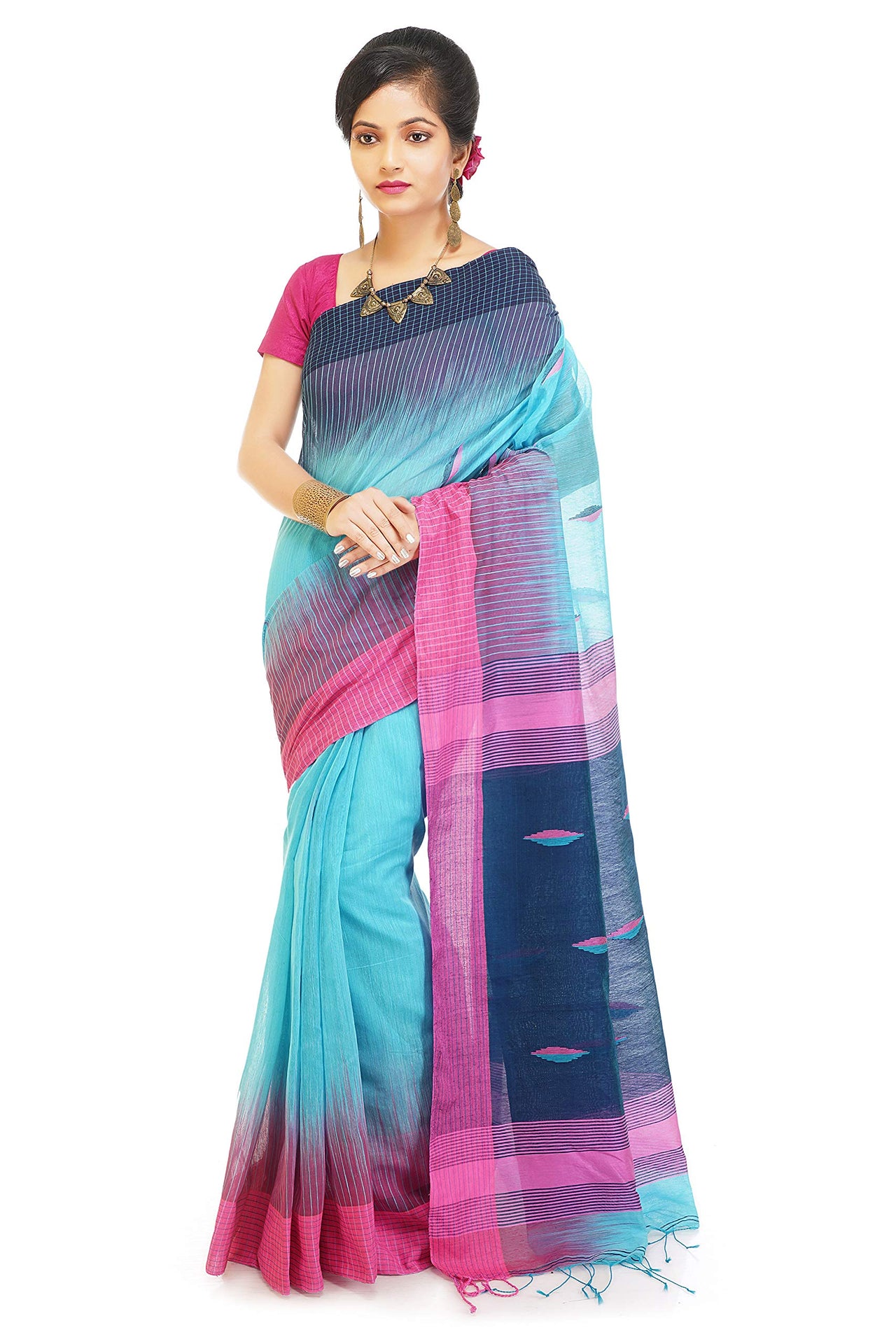 WoodenTant Women’s Ikkat Cotton Silk Saree