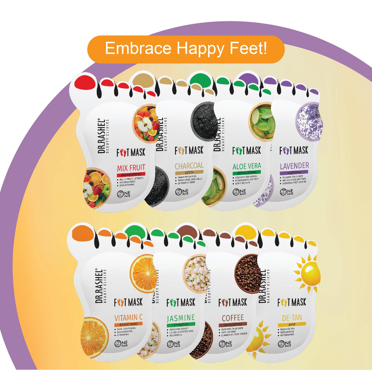 Dr.Rashel Vitamin C Peeling Mask for Cracked Feet | Dead Skin Remover | Heel Peel Pedicure | At Home Foot Care | Lavender | Exfoliant Foot Crack Mask with Moisturising Agents