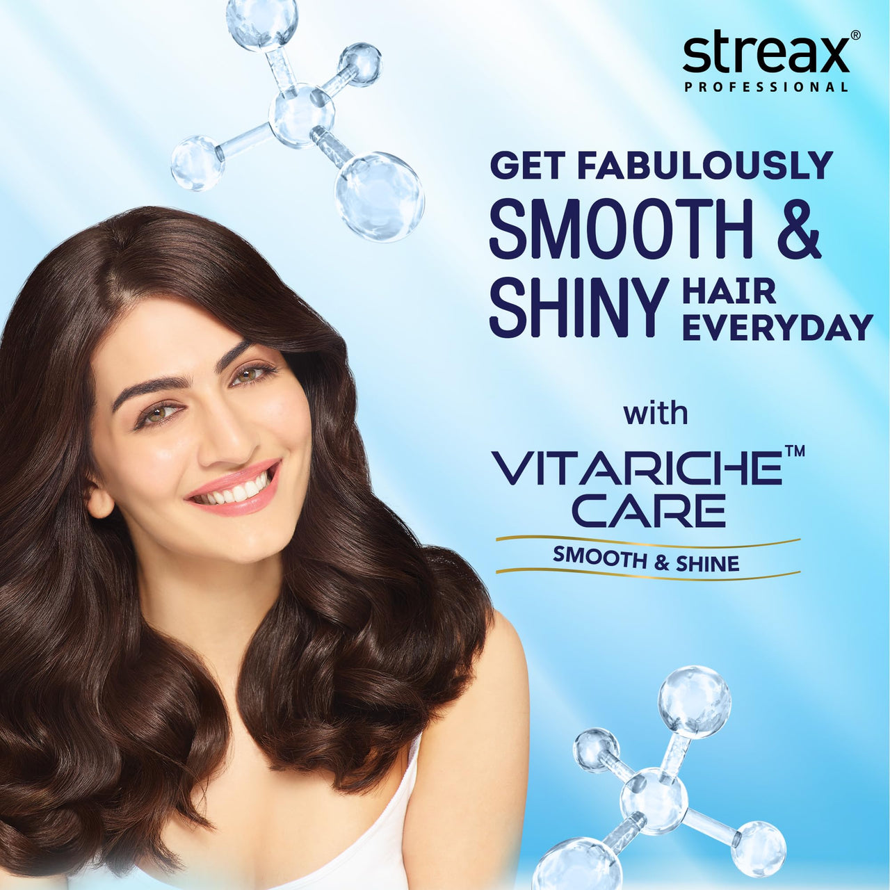 Streax Professional Vitariche Care Smooth & Shine Shampoo For Women| Nourishing Biovit-A-OX Hair Shampoo | Infused with Silk Proteins| Ideal for Normal to Dry & Frizzy Hair| 300ml Bottle
