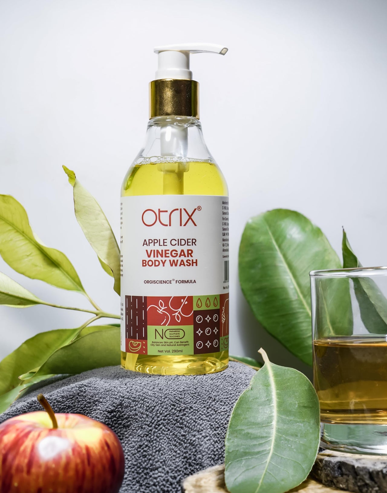 Otrix Apple Cider Vinegar Body Wash with Linoleic Acid, Purifying and Hydrating Cleanser, pH Balancing, For Men and Women, 290ml