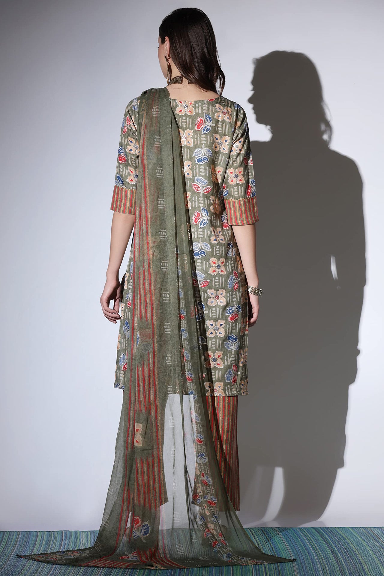 GRECIILOOKS Women's  Cotton Blend Printed Straight Kurta with Pant| A-line Kurta with Pant| Straight Printed Kurta with Pant