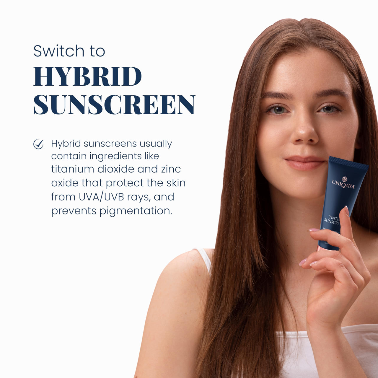 Uniqaya Tinted Sunscreen Spf 50 PA+++|Tinted Sunscreen for Men & Women Sunscreen for Oily Skin & Dry Skin |Blue Light Protection No White Cast, Lightweight