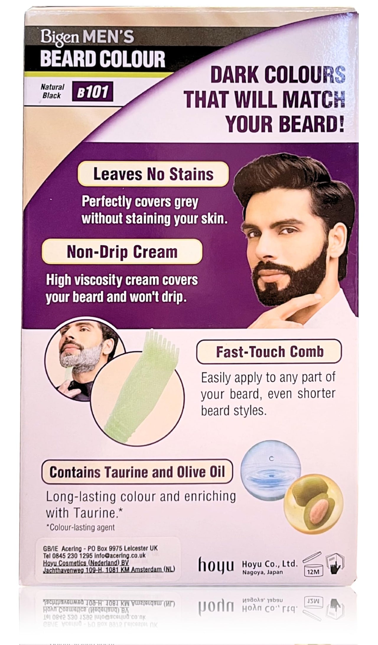 Bigen Men's  Beard Color, 20g+20g - Natural Black B101