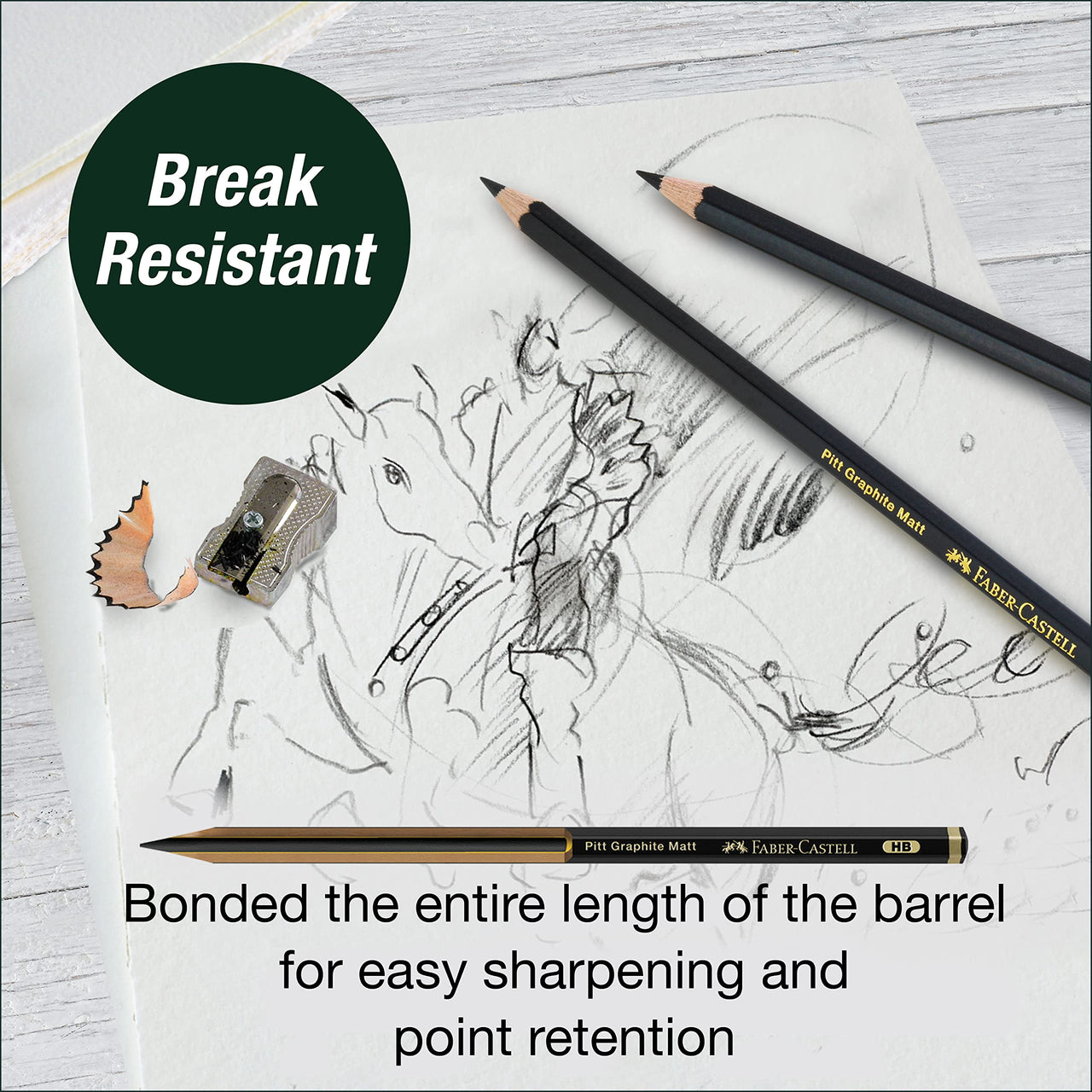 Faber-Castell 3 Count Pitt Graphite Matte Tin - HB, 2B, 4B - Matte Black Graphite Pencils 3 Count - HB, 2B, 4B