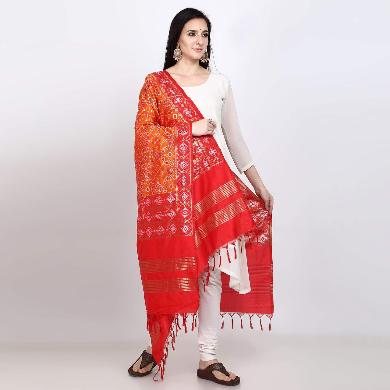 KAPAAHA Women's  Woven Design Silk Blend Dupatta Free Size