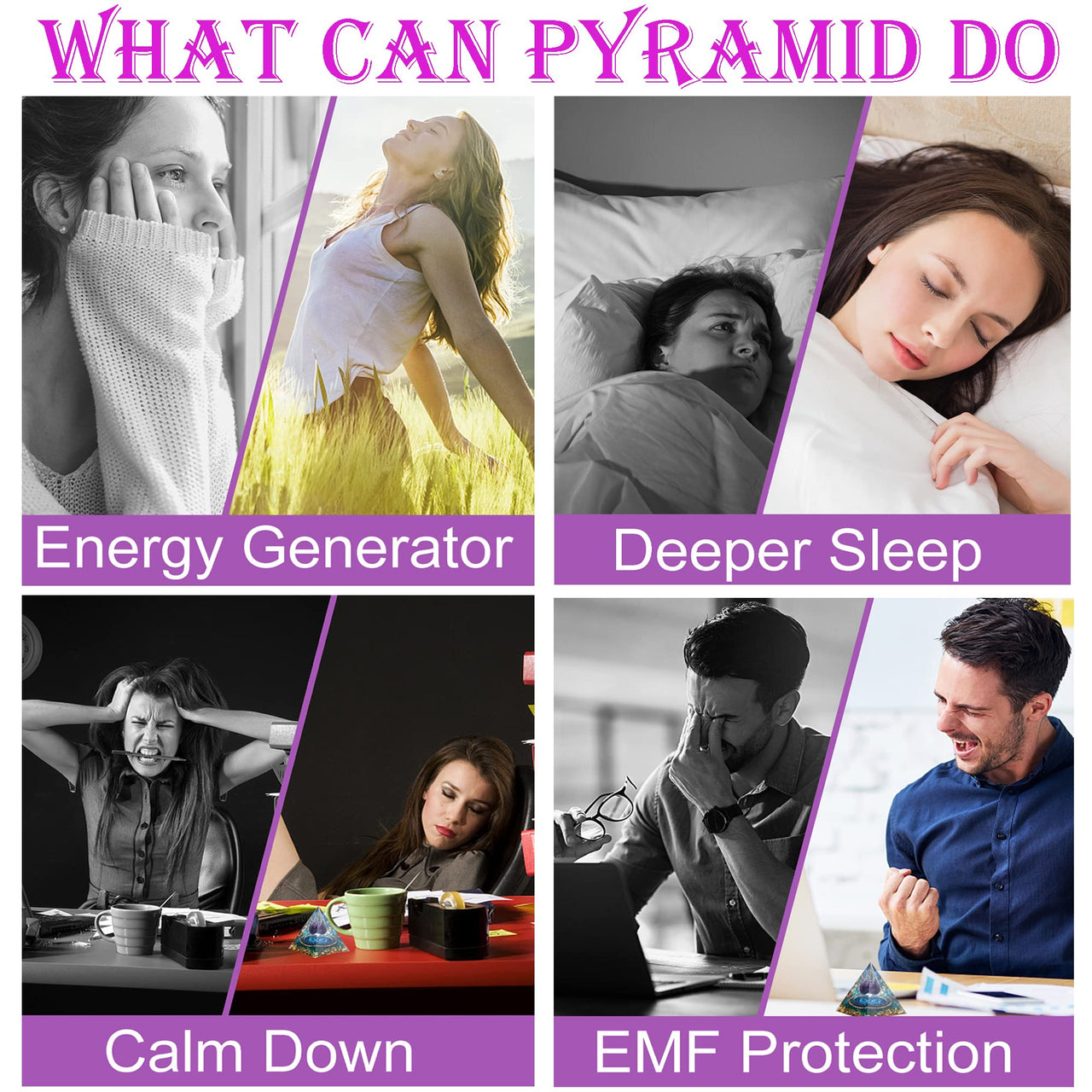 Orgone Pyramid Postive Energy, Amethyst Chakra Orgone Pyramid, Orgonite Pyramid for Success, Energy Generator Healing Crystal Pyramid… Orgone Pyramid + Tree of Life Necklace