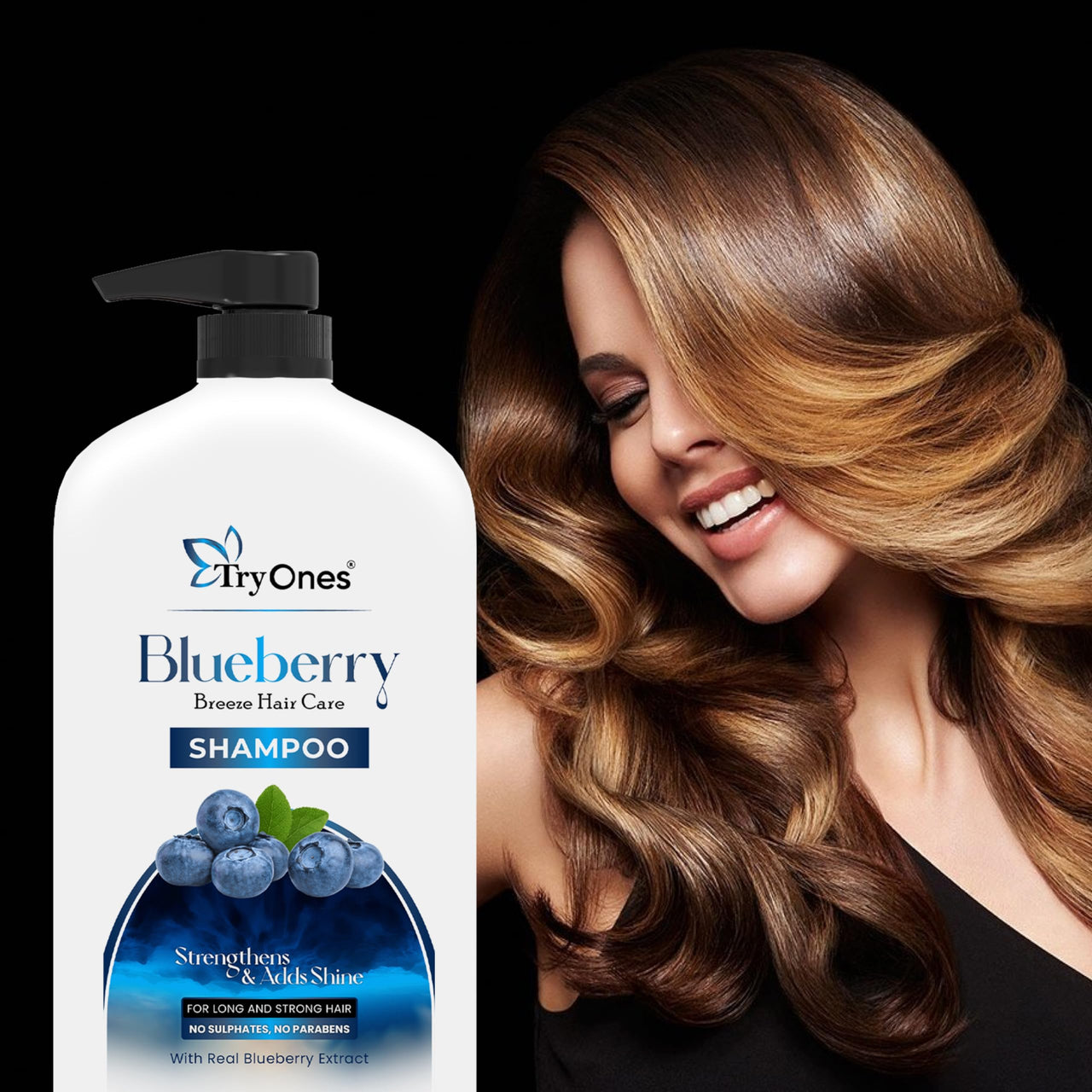 TryOnes Strong Shampoo - 1000 ml | For Damage Repair and Weak Hair, rich with Blue Berry extract, Helps with itching, irritation | Paraben Free Shampoo