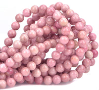100Pcs Natural Crystal Beads Stone Gemstone Round Loose Energy Healing Beads with Free Crystal Stretch Cord for Jewelry Making (Rhodochrosite, 8MM) Rhodochrosite