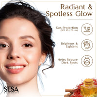 SESA Kumkumadi Kesar Day Cream 50g SPF 20 & PA++ Skin Brightening Ayurvedic Face Moisturizer Protection from Sun Damage Hydrating Face Cream For Women Daily Use Woman and Men, 50 gm