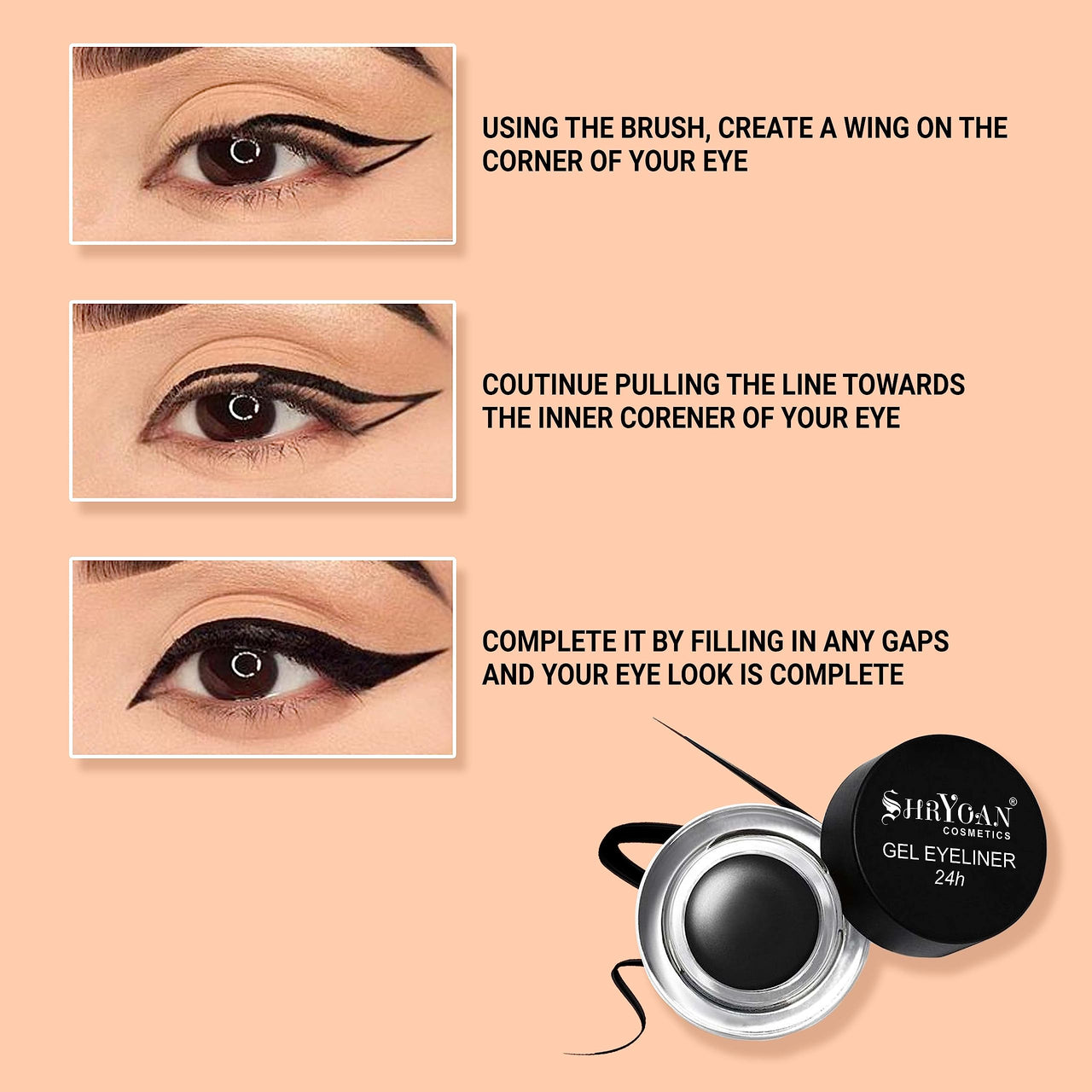 Shryoan 24-Hour Gel Eyeliner Duo - Black and Green | Long-Lasting, Smudge-Proof | Gel Formula for Dramatic Eye Looks | Glossy Finish, Intense Colour |Travel Size - 4gm (Each)