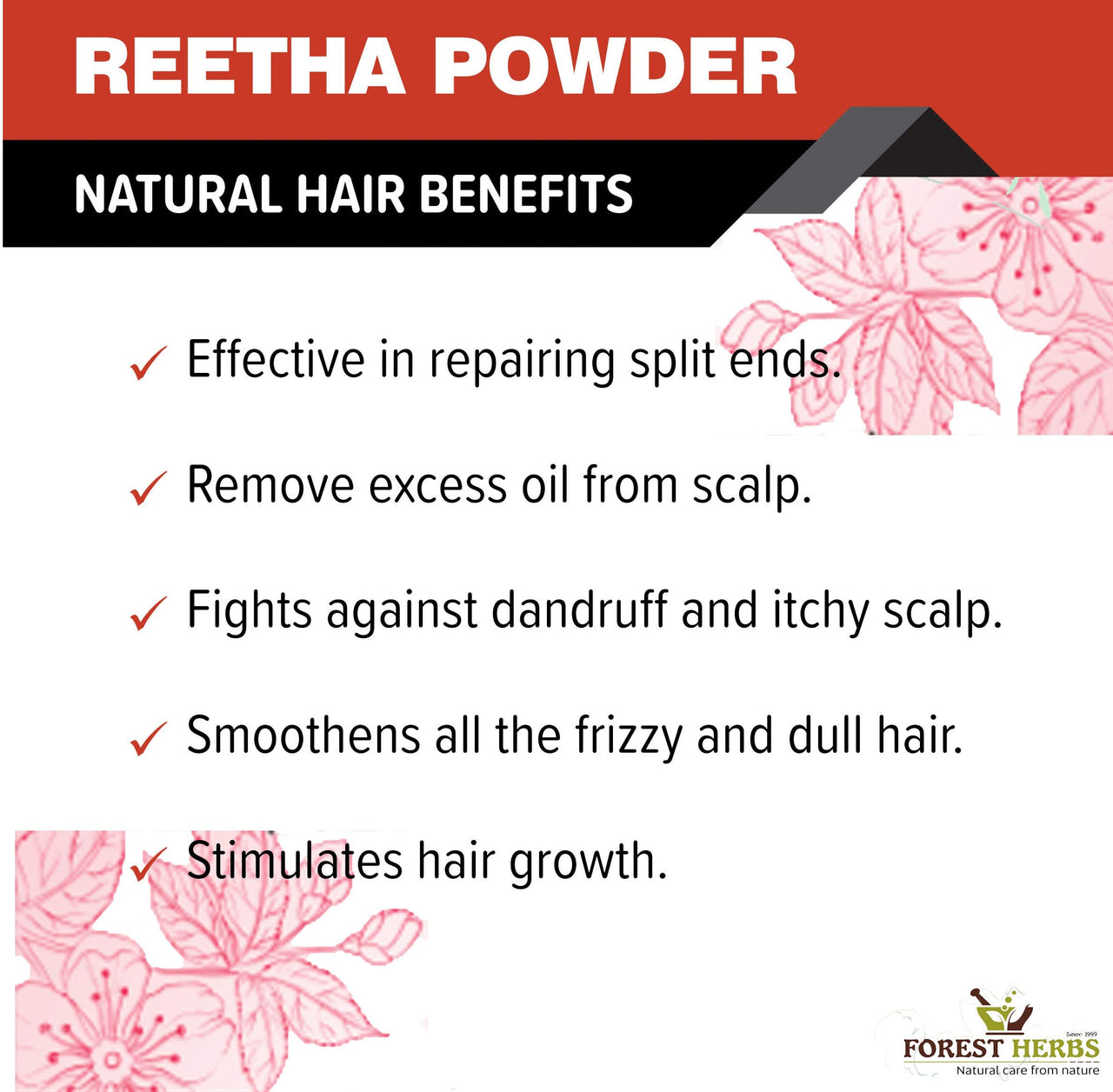 THE FOREST HERBS Natural care from nature Pure Double Filtered Aritha/Reetha (Sapindus Trifoliatus) Powder 200Gms, All, (1 count)