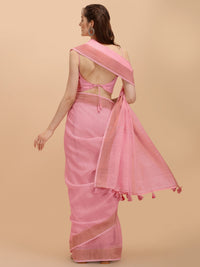 DUNGRANI Women's  Linen Saree With Blouse Piece