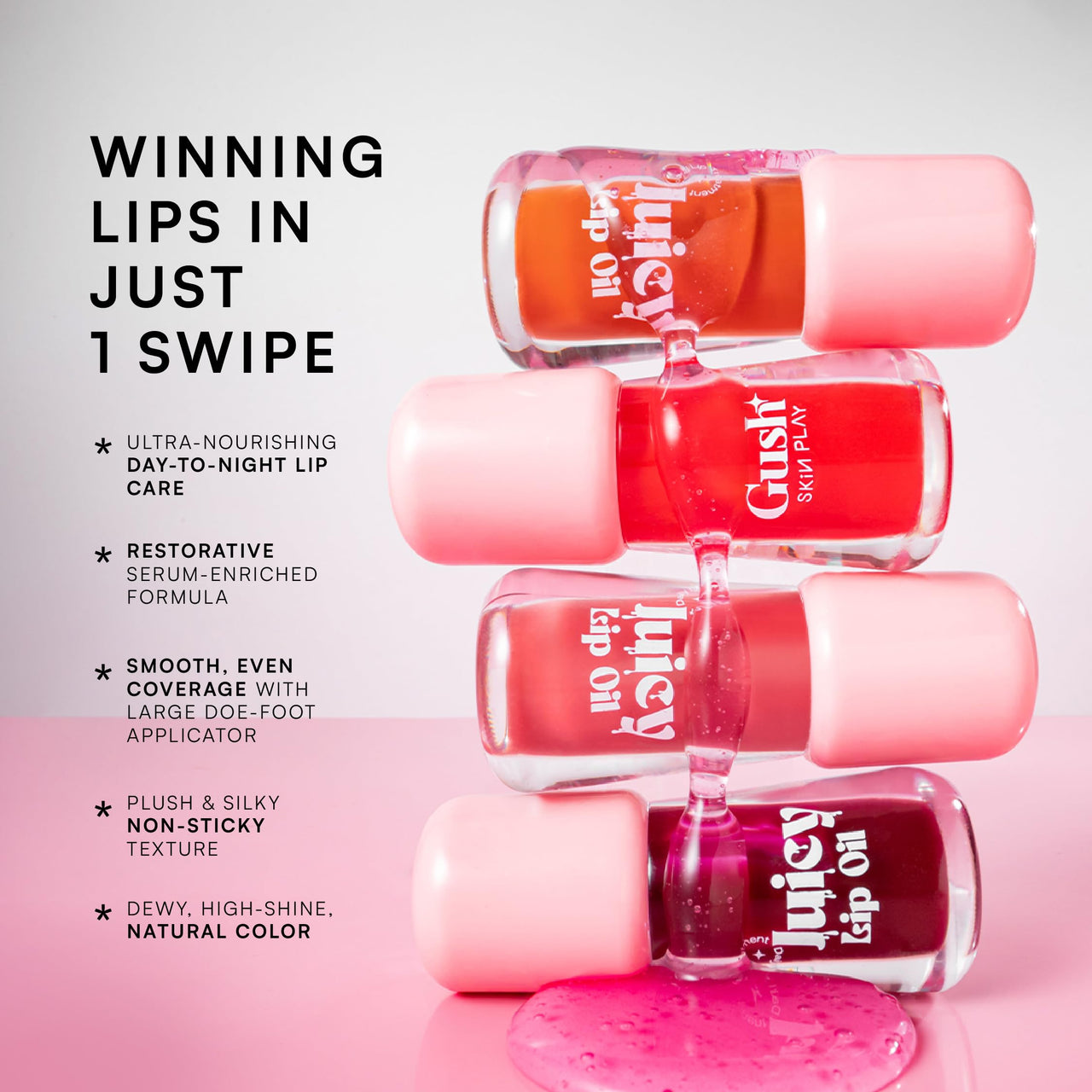 Gush Beauty Tinted Lip Oil – Hydrating Lip Tint with Skincare Benefits | Infused with Vitamin E & Jojoba Oil | Glossy, Non-Sticky | 5ml | Hold