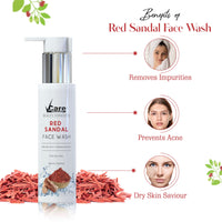 VCare Red Sandal Face Wash for Skin Whitening for Oily Skin | Reduce Acne and Pimples, Women and Men | Facial Cleanser | Skincare Face Cream, Remove Dark Circle 100 ml