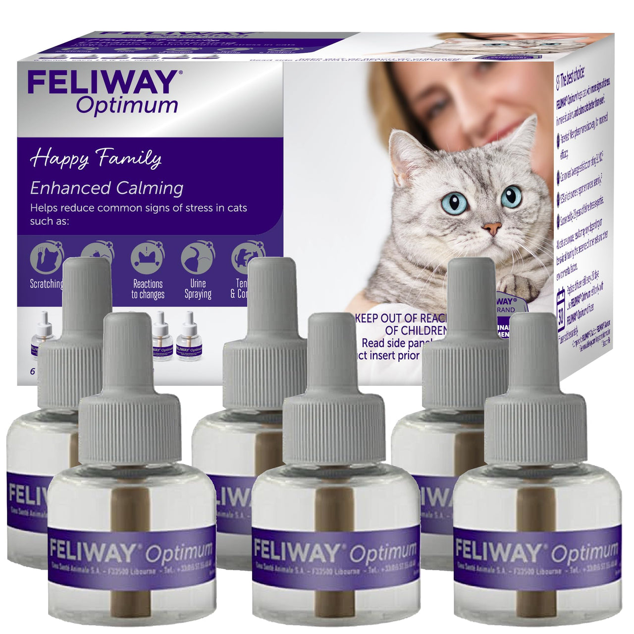 FELIWAY Optimum, Enhanced Calming Pheromone 30-day Refill  6 Pack