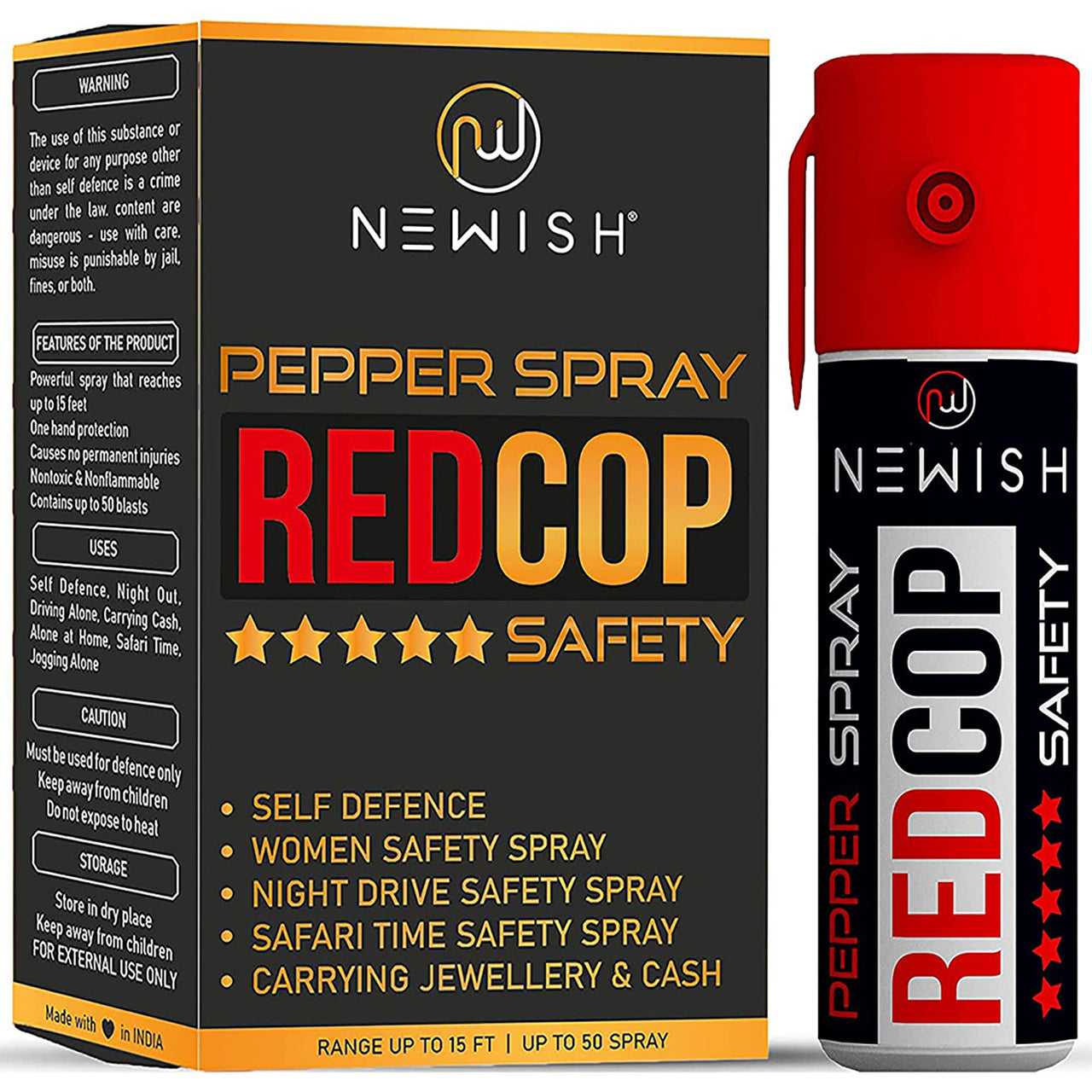 Newish Metal Powerful Pepper Spray Self Defence for Women Shots 50 (35 gm / 55 ml) (Red)