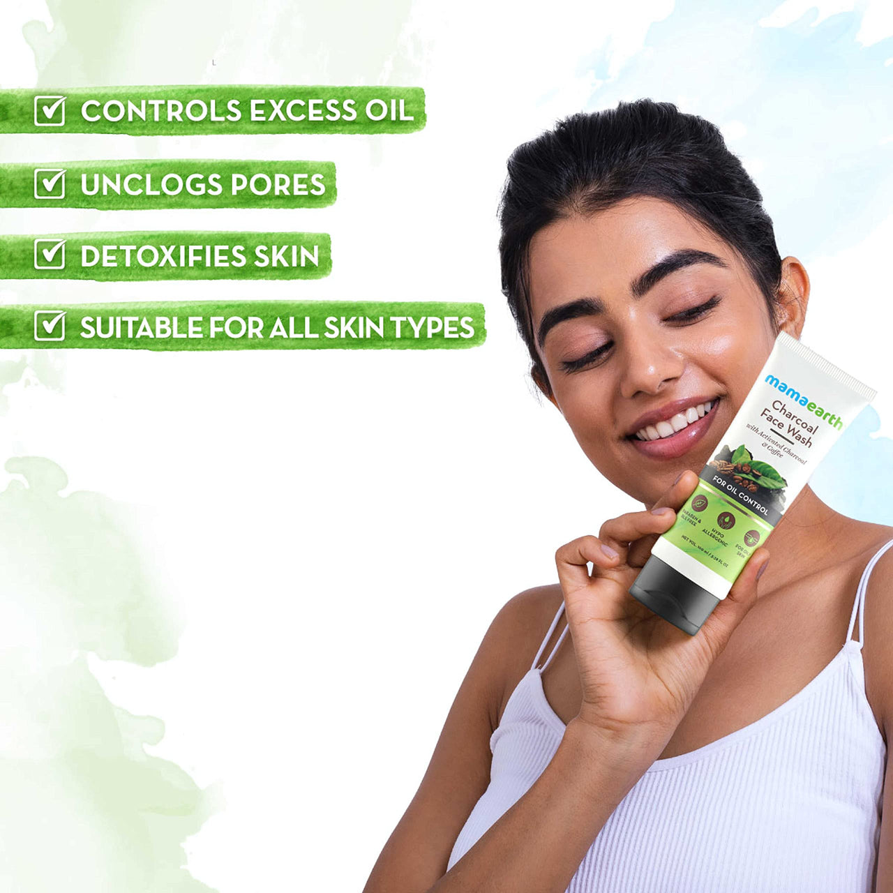 Mamaearth Charcoal Face Wash with Activated Charcoal & Coffee for Oil Control (100ml),Mamaearth Rice Face Wash With Rice Water & Niacinamide for Glass Skin | For Hydrated & Even Skin To