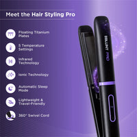 BBlunt Pro Titanium Glide Hair Straightener With 5 Temperature Settings And Infrared Technology For 1.6X Better Hair Smoothness((Titanium floating plates)