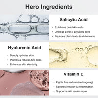 Cos-IQ 2% Salicylic Acid Face Wash for Oily Skin | with Hyaluronic Acid & Vitamin E | Anti-Acne Exfoliating Cleanser For Skin Hydrating | Non-Comedogenic, Fragrance-Free | For Men & Women | 100 ml