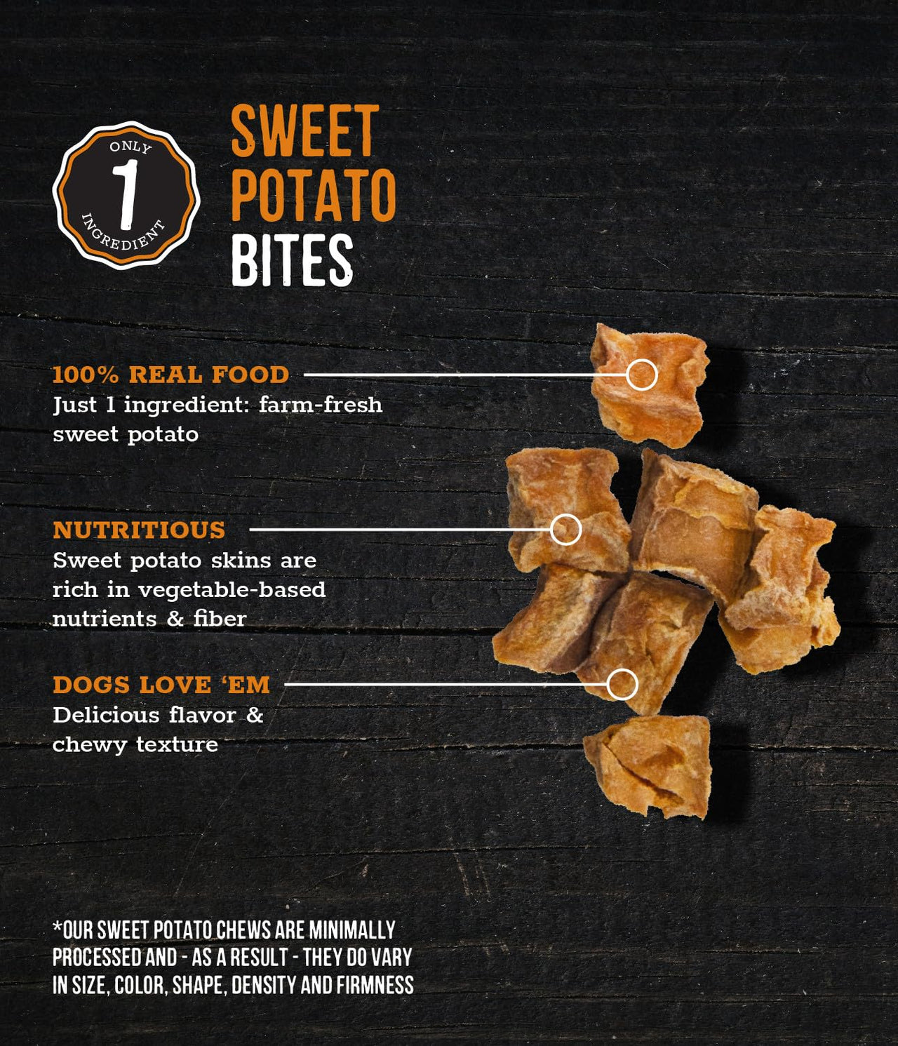 Wholesome Pride Sweet Potato Bites 100% All-Natural Single Ingredient Dog Treats, 16 oz 1 Pound (Pack of 1)