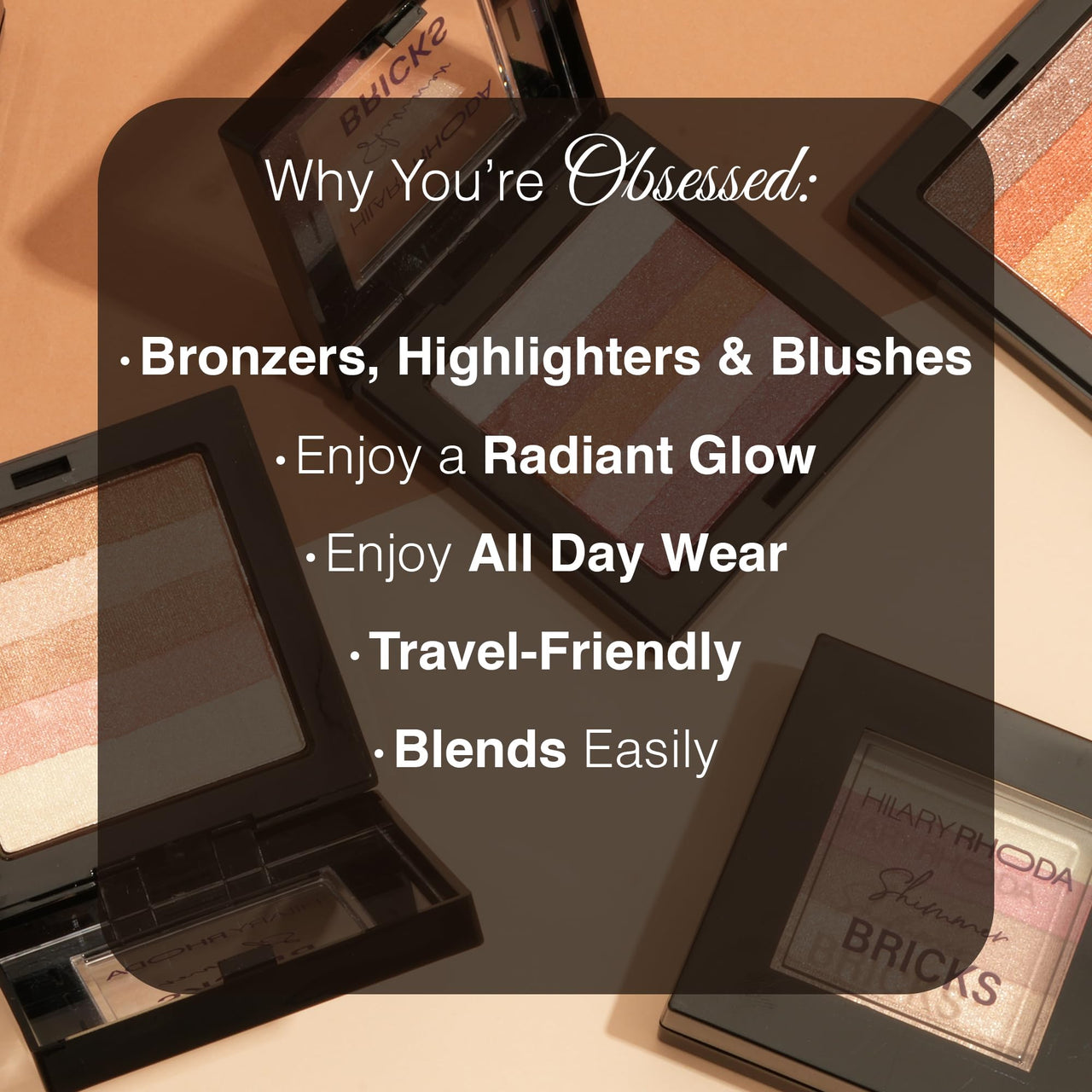 Hilary Rhoda Shimmer Bricks Highlighter Palette | Bronzers, Highlighters & Blushes | Highly Pigmented | Long Lasting & Illuminating Glow - 8.1g (Shade - 03)